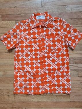 Vintage 1970s 7-Eleven Employee Uniform Shirt • Angelica Made USA • Rare Orange